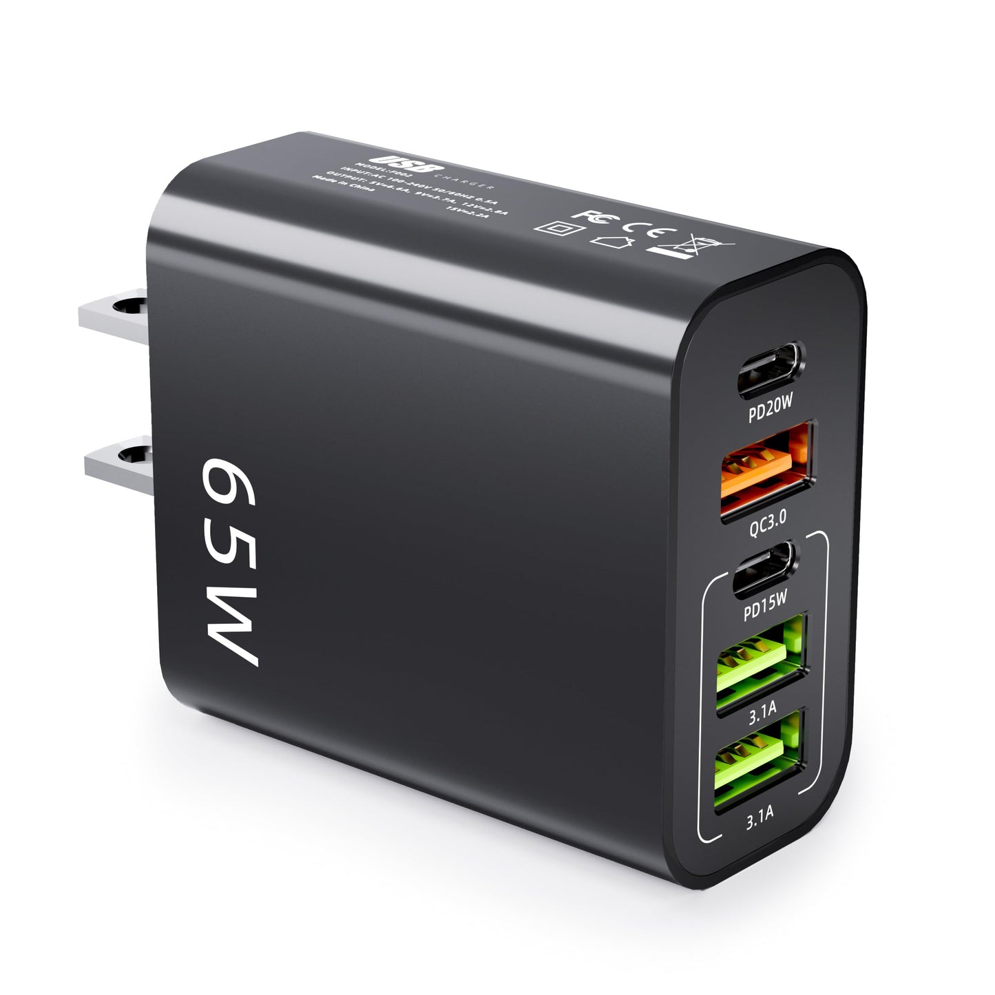 5W GAN 5 Ports Multi-Compatible Fast Charger (3 USB-A and 2 USB-C Output)