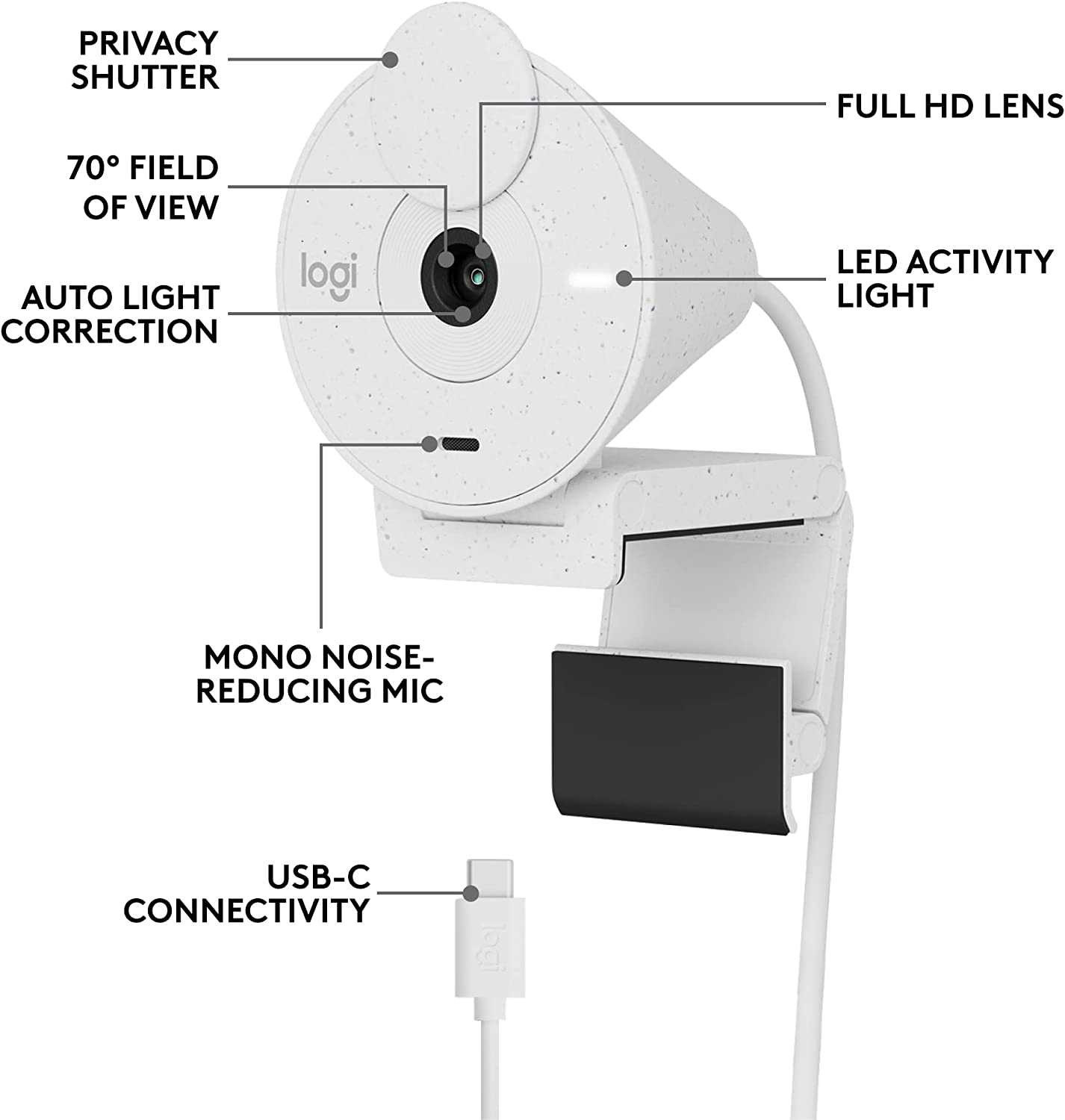 LOGITECH BRIO 300 FULL HD WEBCAM - OFF-WHITE