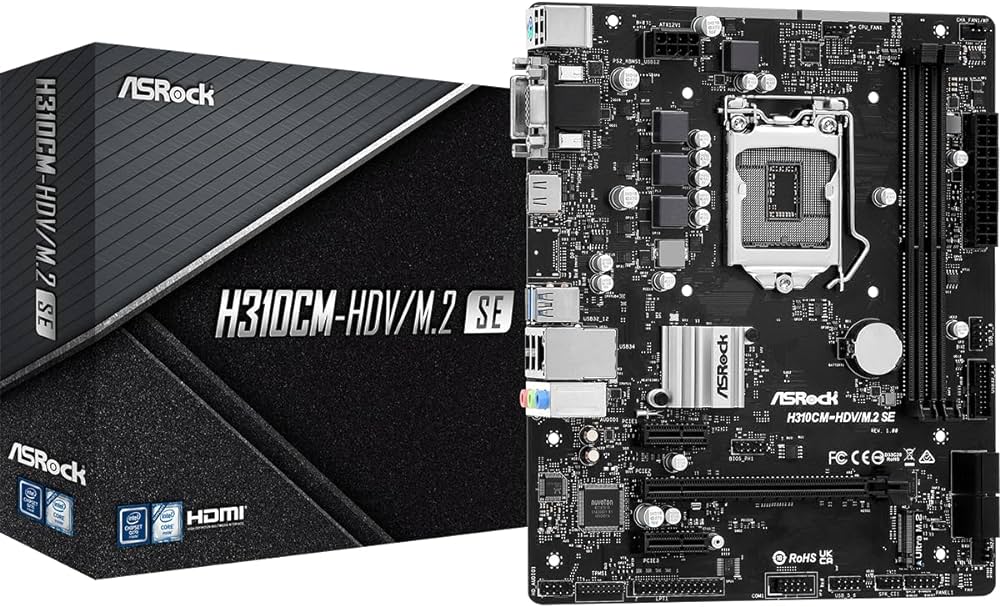 ASROCK H310CM-HDV/M.2 SE (Support Intel 6/7/8/9 Gen CPU) ASR-90-MXBN20-A0UAYZ