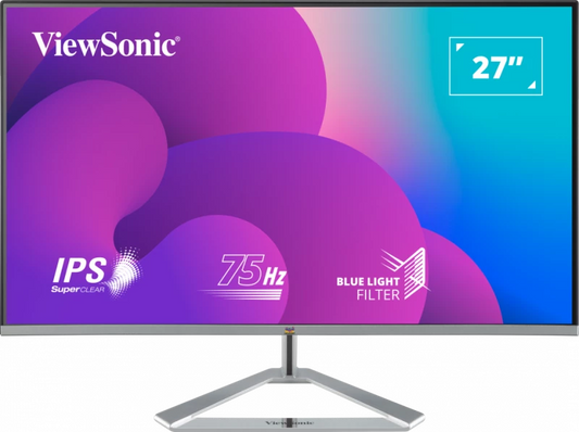 Viewsonic 27" wide, SuperClear™ VA panel, 3 sided frameless, 1920x1080 (Full HD), 50million:1 (DCR),