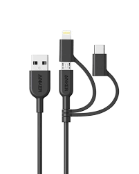 ANKER POWERLINE II 3 IN 1 CABLE BLACK (LIGHTNING / TYPE C / MICRO)