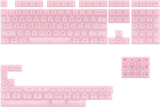 AKKO Keycap - ASA Profile - Clear Transparent Pink (155pcs Polycarbonate)