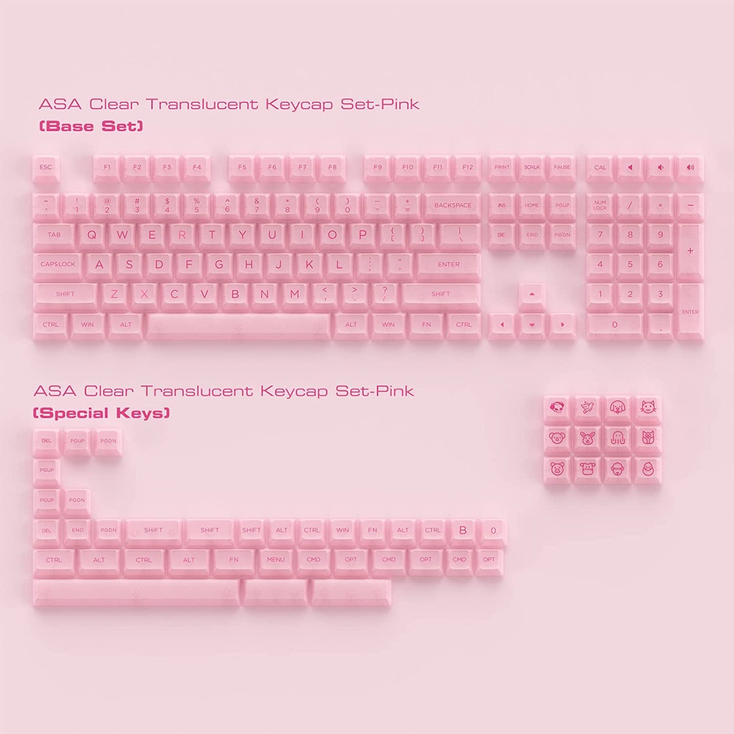 AKKO Keycap - ASA Profile - Clear Transparent Pink (155pcs Polycarbonate)