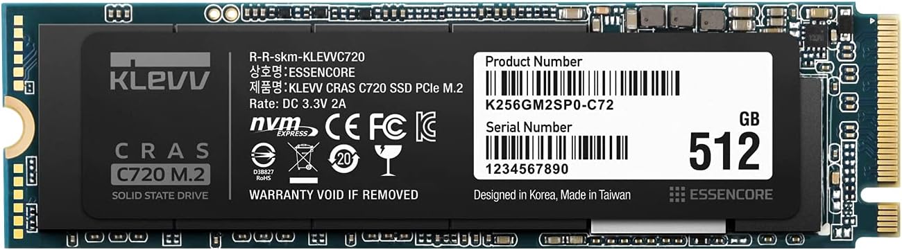 KLEVV C720 - NVME M.2 GEN 3x4 - 512GB 3400R/2400W