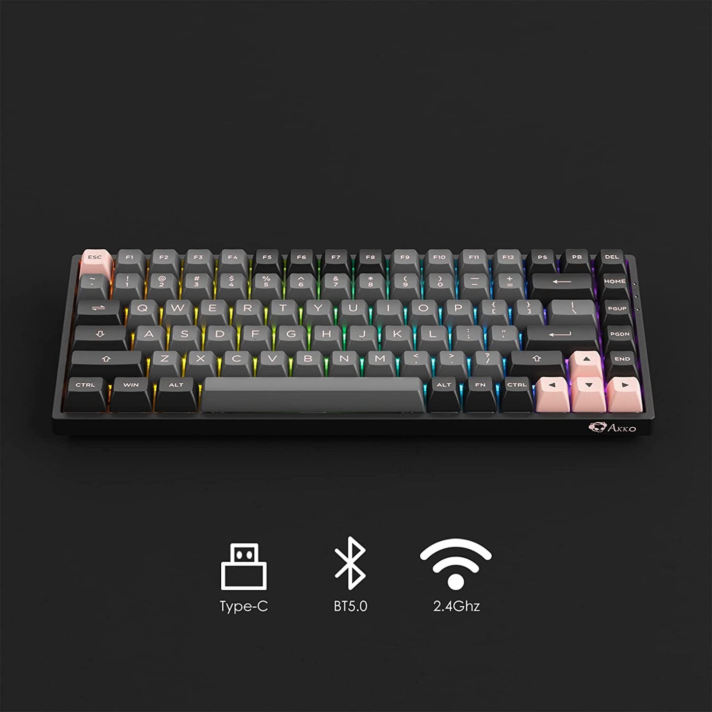 AKKO Keyboard 3084B - Black & Pink (Jelly Pink Linear)