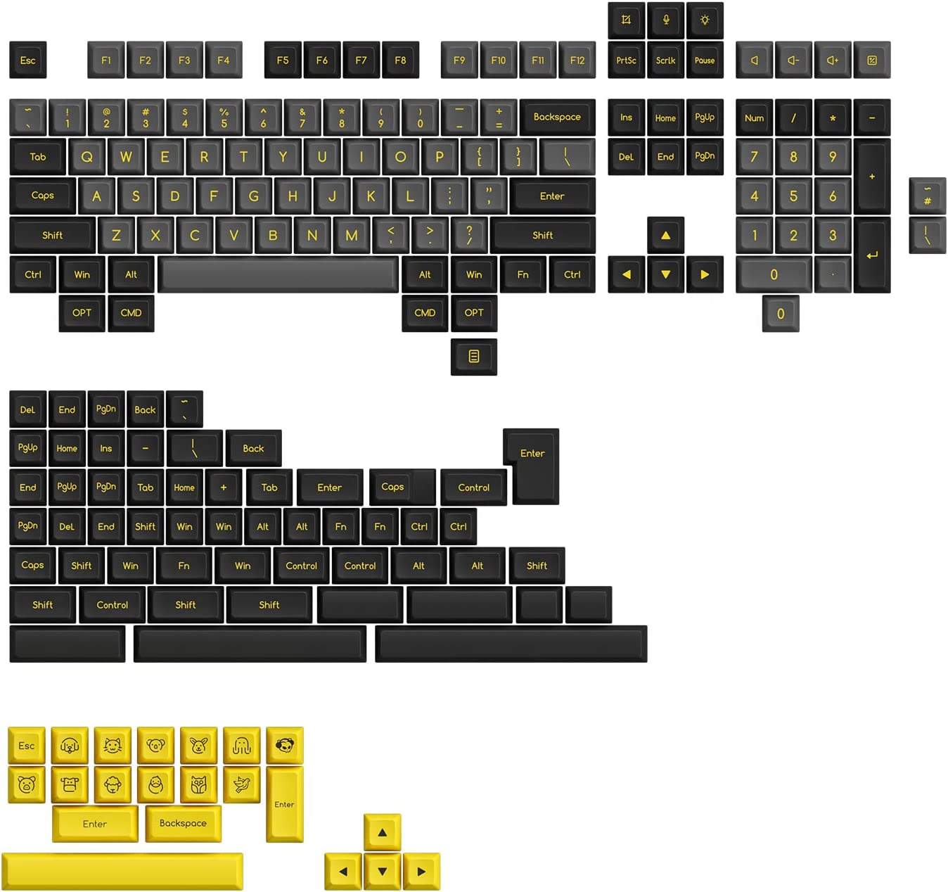 AKKO Keycap - SAL Profile - Black & Gold (195pcs ABS)