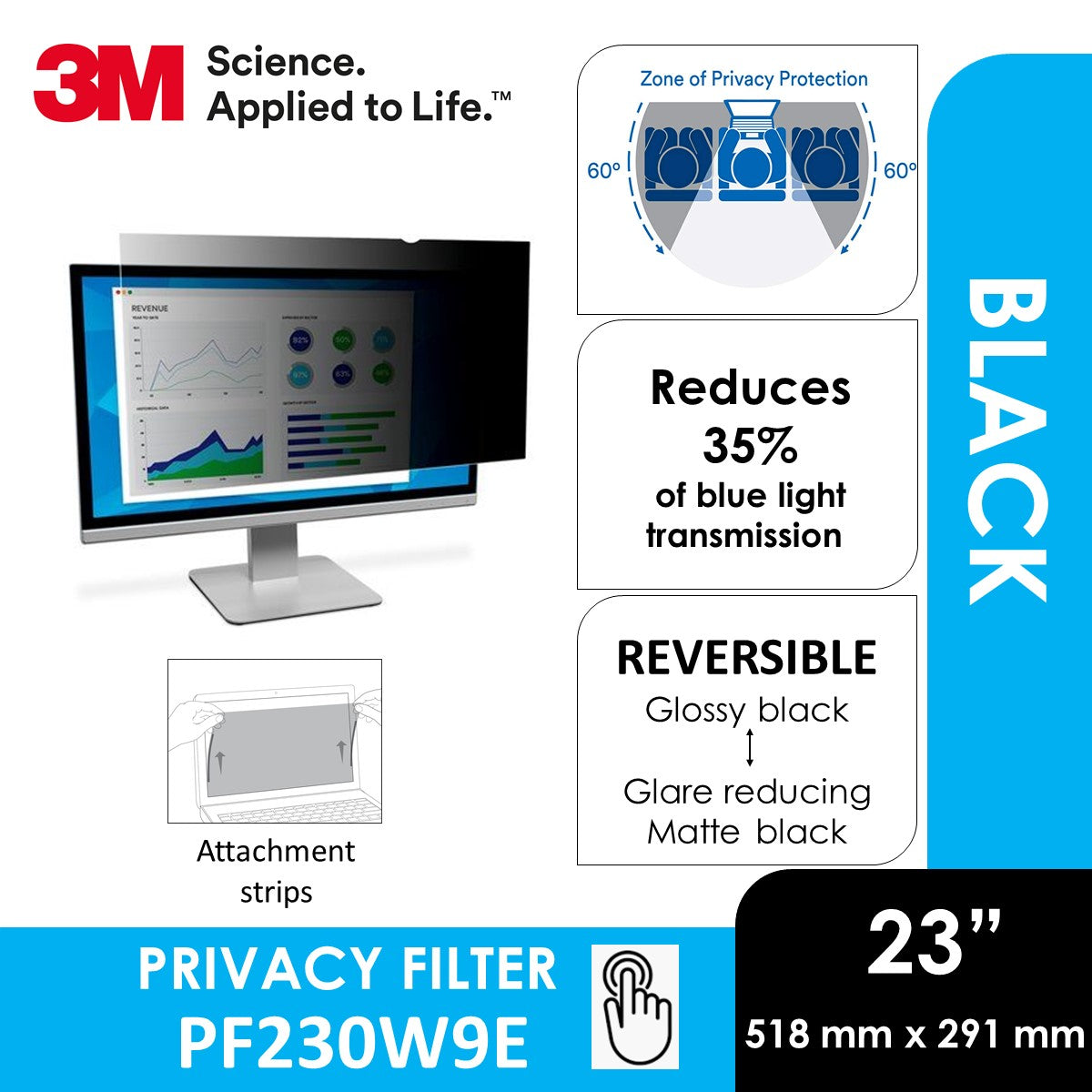 3M Privacy Filter for 23" Full Screen Monitor (16:9 aspect ratio) EOL - replacement PF230W9EM 518 m