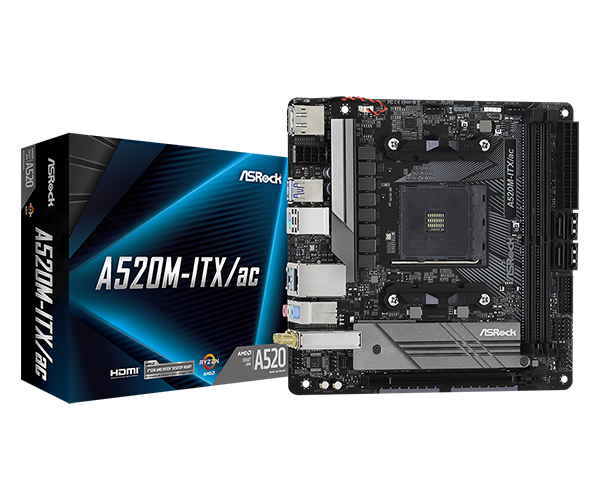 ASRock A520M-ITX/AC Supports 3rd Gen AMD AM4 Ryzen Future AMD Ryzen  Processors