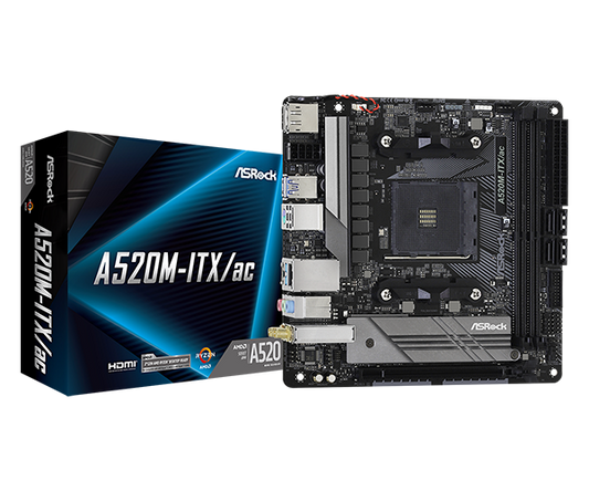 ASRock A520M-ITX/AC Supports 3rd Gen AMD AM4 Ryzen Future AMD Ryzen  Processors