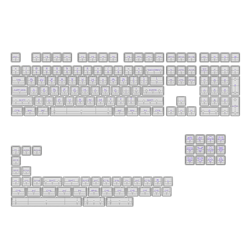 AKKO Clear Transparent Keycap Sets (Full Transparent) Purple Character ASA