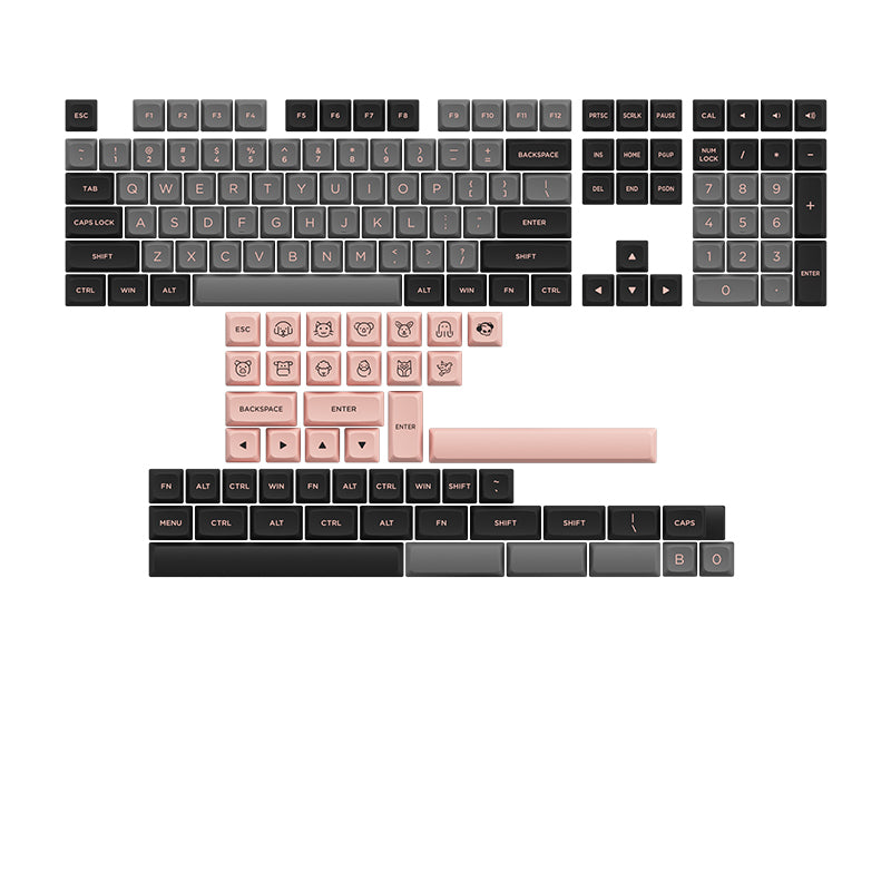 AKKO Keycap - ASA Low Profile - Black & Pink (155pcs)