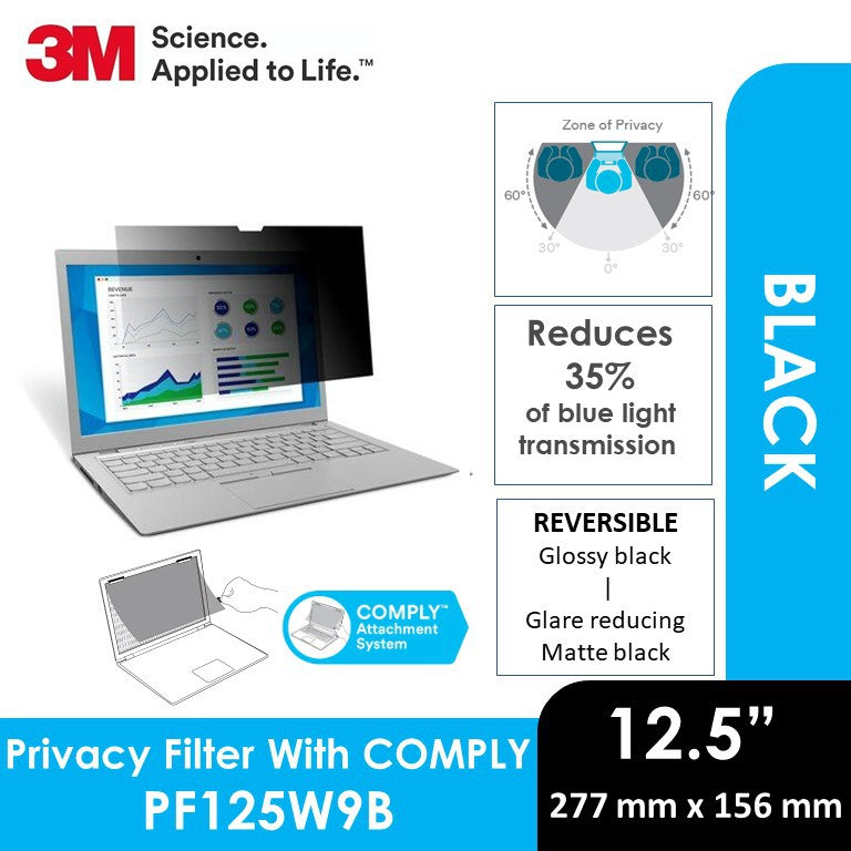 3M Privacy Filter for 12.5" Widescreen Laptop with COMPLY Attachment System (16:9 aspect ratio) 27